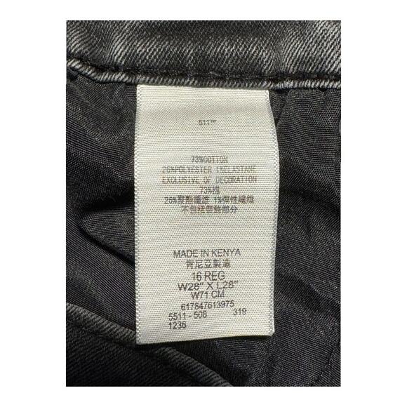 Levi's 511 Slim Jeans Boy's Size 16 Dark Denim Black 5-Pocket Style - Picture 4 of 5